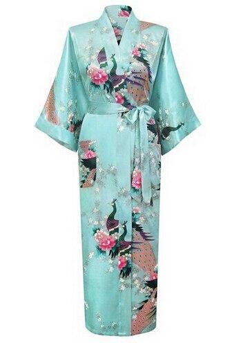 Brand New Long Robe Satin Rayon Bathrobe Nightgown For Women Kimono Sleepwear Flower Plus Size S-XXXL S02D