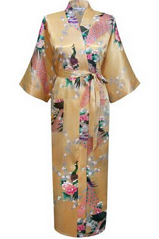 Brand New Long Robe Satin Rayon Bathrobe Nightgown For Women Kimono Sleepwear Flower Plus Size S-XXXL S02D