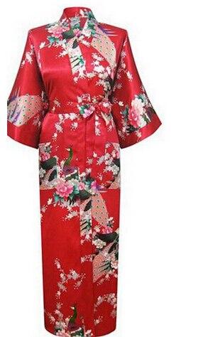 Brand New Long Robe Satin Rayon Bathrobe Nightgown For Women Kimono Sleepwear Flower Plus Size S-XXXL S02D