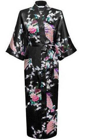 Brand New Long Robe Satin Rayon Bathrobe Nightgown For Women Kimono Sleepwear Flower Plus Size S-XXXL S02D