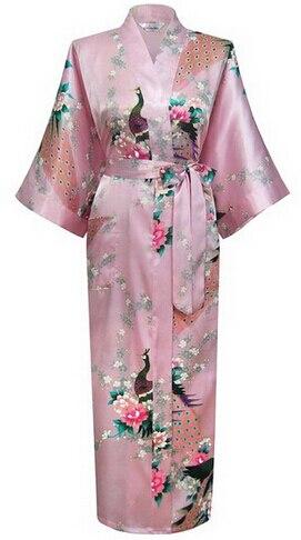 Brand New Long Robe Satin Rayon Bathrobe Nightgown For Women Kimono Sleepwear Flower Plus Size S-XXXL S02D