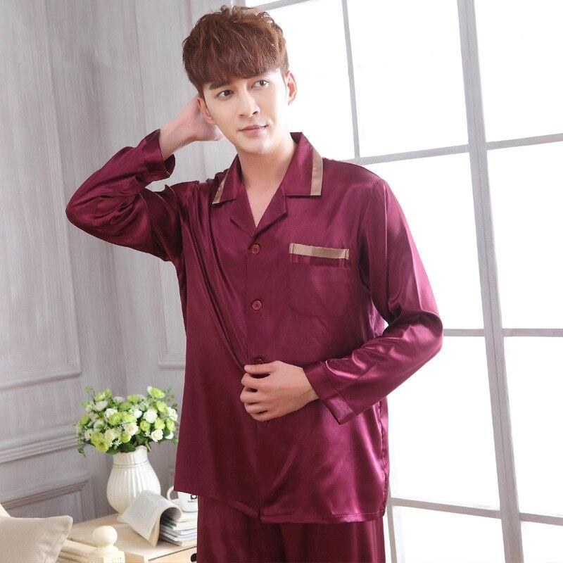 faux silk men sleepwear mens pajamas Men's Sleep & Lounge male Pajama Sets satin men pyjamas men nightgown chinese silk pajamas