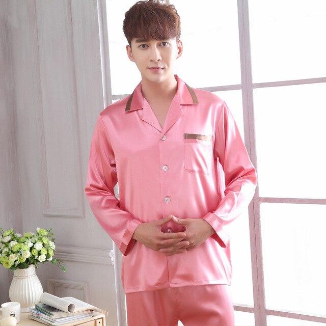 faux silk men sleepwear mens pajamas Men's Sleep & Lounge male Pajama Sets satin men pyjamas men nightgown chinese silk pajamas