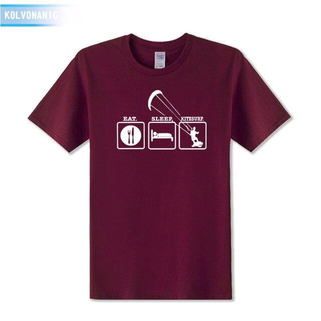 KOLVONANIG Summer Dresses EAT SLEEP KITESURF Men's Sportswear Cool T-Shirt Funny Gift O-Neck Teenage Tee Shirts Plus Size Be-99