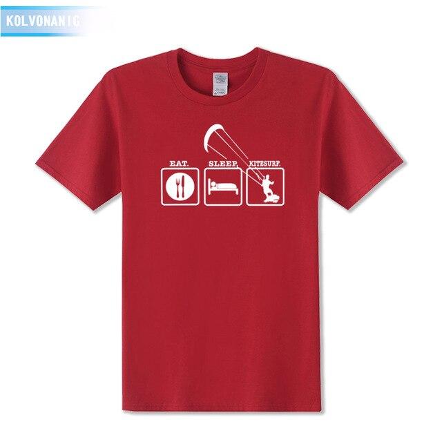 KOLVONANIG Summer Dresses EAT SLEEP KITESURF Men's Sportswear Cool T-Shirt Funny Gift O-Neck Teenage Tee Shirts Plus Size Be-99