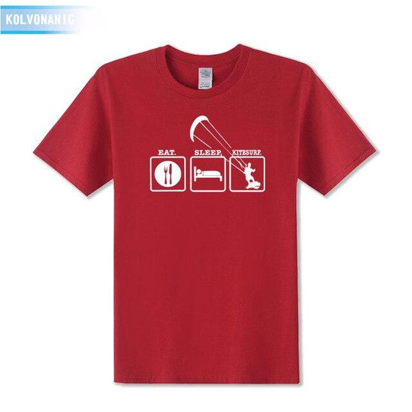 KOLVONANIG Summer Dresses EAT SLEEP KITESURF Men's Sportswear Cool T-Shirt Funny Gift O-Neck Teenage Tee Shirts Plus Size Be-99