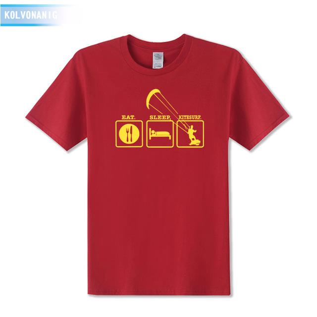 KOLVONANIG Summer Dresses EAT SLEEP KITESURF Men's Sportswear Cool T-Shirt Funny Gift O-Neck Teenage Tee Shirts Plus Size Be-99