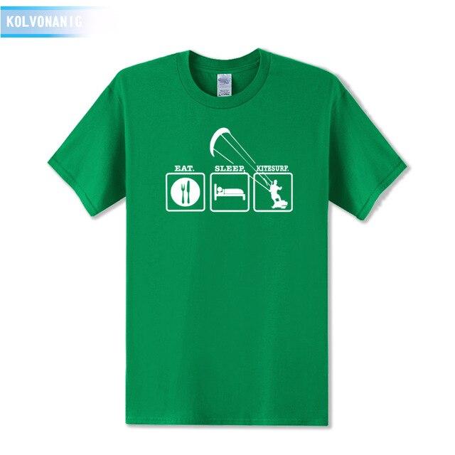 KOLVONANIG Summer Dresses EAT SLEEP KITESURF Men's Sportswear Cool T-Shirt Funny Gift O-Neck Teenage Tee Shirts Plus Size Be-99