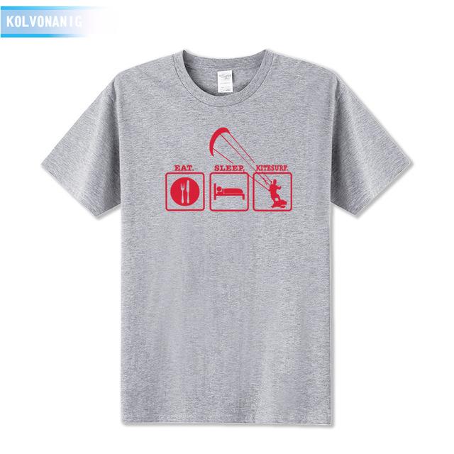 KOLVONANIG Summer Dresses EAT SLEEP KITESURF Men's Sportswear Cool T-Shirt Funny Gift O-Neck Teenage Tee Shirts Plus Size Be-99
