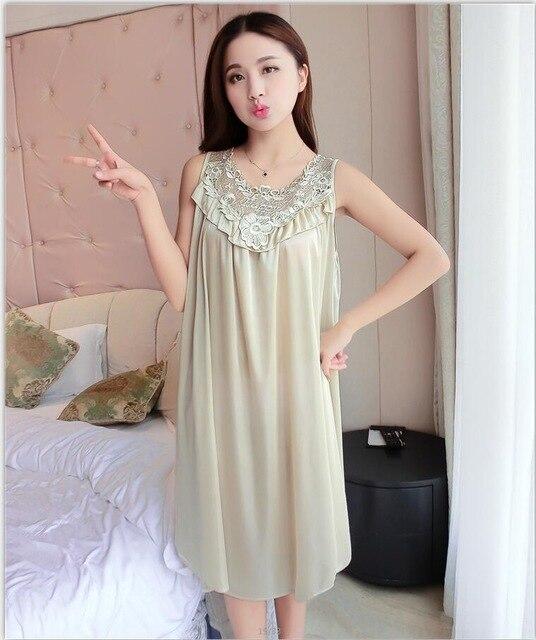 Women Nightgowns Silk Satin long Night Dress Sexy Spaghetti Strap V-Neck Lace Home Dress Night Shirt Sleepwear Nightwear
