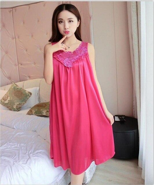 Women Nightgowns Silk Satin long Night Dress Sexy Spaghetti Strap V-Neck Lace Home Dress Night Shirt Sleepwear Nightwear