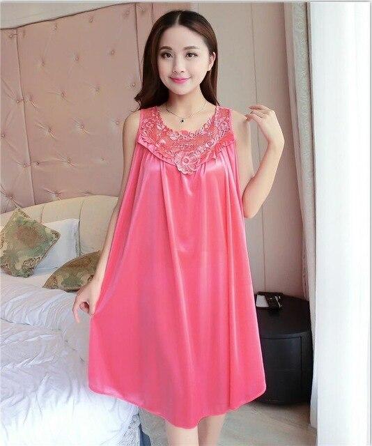 Women Nightgowns Silk Satin long Night Dress Sexy Spaghetti Strap V-Neck Lace Home Dress Night Shirt Sleepwear Nightwear