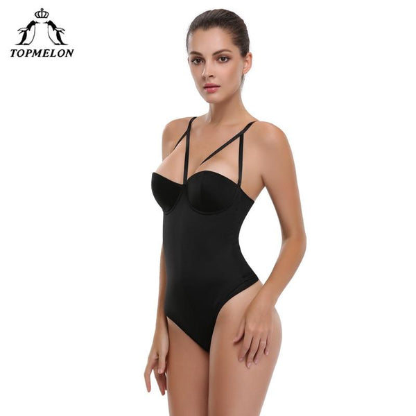 TOPMELON Women Sexy Full Body Shaper Push Up Underwear Slimming Bodysuits Gothic Seamless Waist Tummy Control Shaperwear Tops