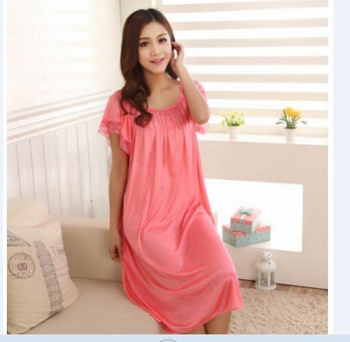 Summer sexy long silk nightgowns nightdress for women plus size ladies lingerie maternity sleepwear pregnant nightwear robes