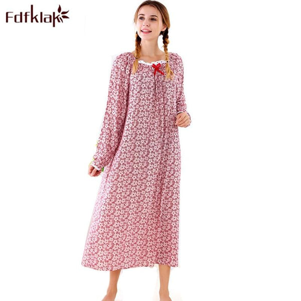 Fdfklak Long Nightgown Sleeping Dress Sleepwear Sexy Ladies Nightwear Womens Princess Gowns Night Dress Plus Size M-XXL Q833