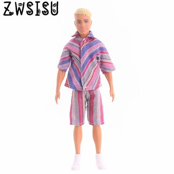 2018 New 7 piece pajamas clothes, suitable for men's Ken doll sleeping clothes, giving children the best toy accessories