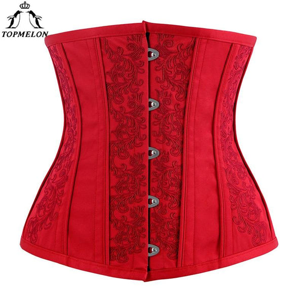 TOPMELON Waist Trainer Bustier Gothic Corselet Corset Women Steampunk Modeling Strap Steel Bone Floral Buckle Underbust Corset