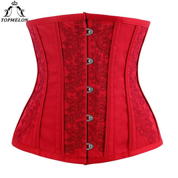 TOPMELON Waist Trainer Bustier Gothic Corselet Corset Women Steampunk Modeling Strap Steel Bone Floral Buckle Underbust Corset