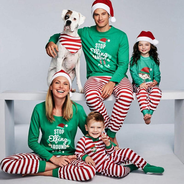 2018 Cotton Stripe Sleepwear Casual Women men Pajama two piece Set Long Sleeve Nightgown O-neck Christmas Couple home clothing