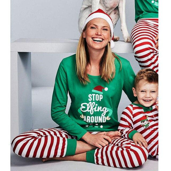 2018 Cotton Stripe Sleepwear Casual Women men Pajama two piece Set Long Sleeve Nightgown O-neck Christmas Couple home clothing