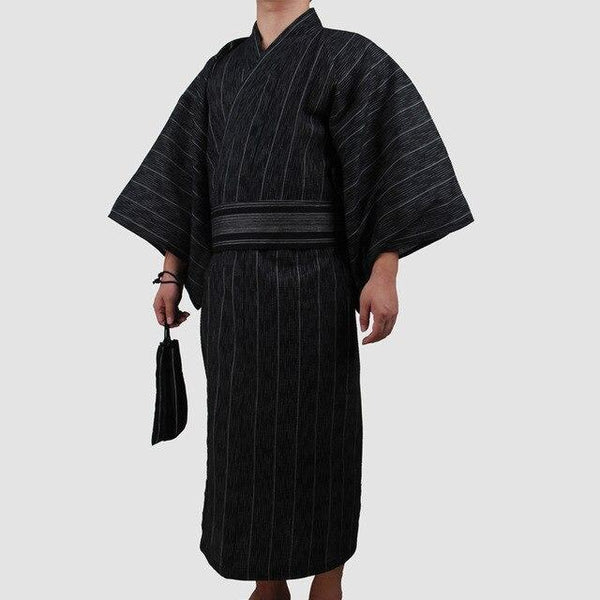 3pc/set Kimono suit Male Traditional Japanese Kimono with Obi Mens 100% Cotton Bath Robe Yukata Man Kimono Nightgown A52603