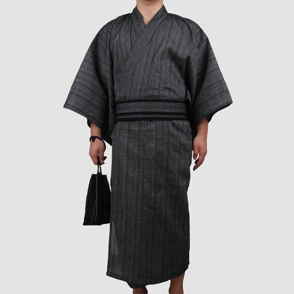 3pc/set Kimono suit Male Traditional Japanese Kimono with Obi Mens 100% Cotton Bath Robe Yukata Man Kimono Nightgown A52603