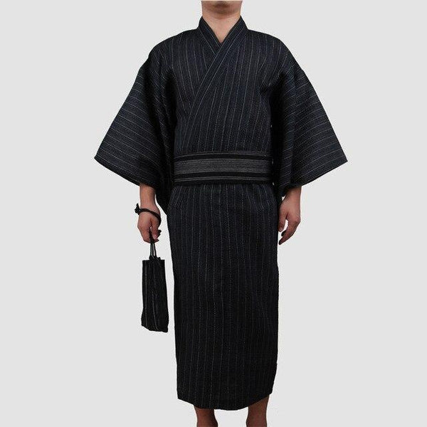 3pc/set Kimono suit Male Traditional Japanese Kimono with Obi Mens 100% Cotton Bath Robe Yukata Man Kimono Nightgown A52603