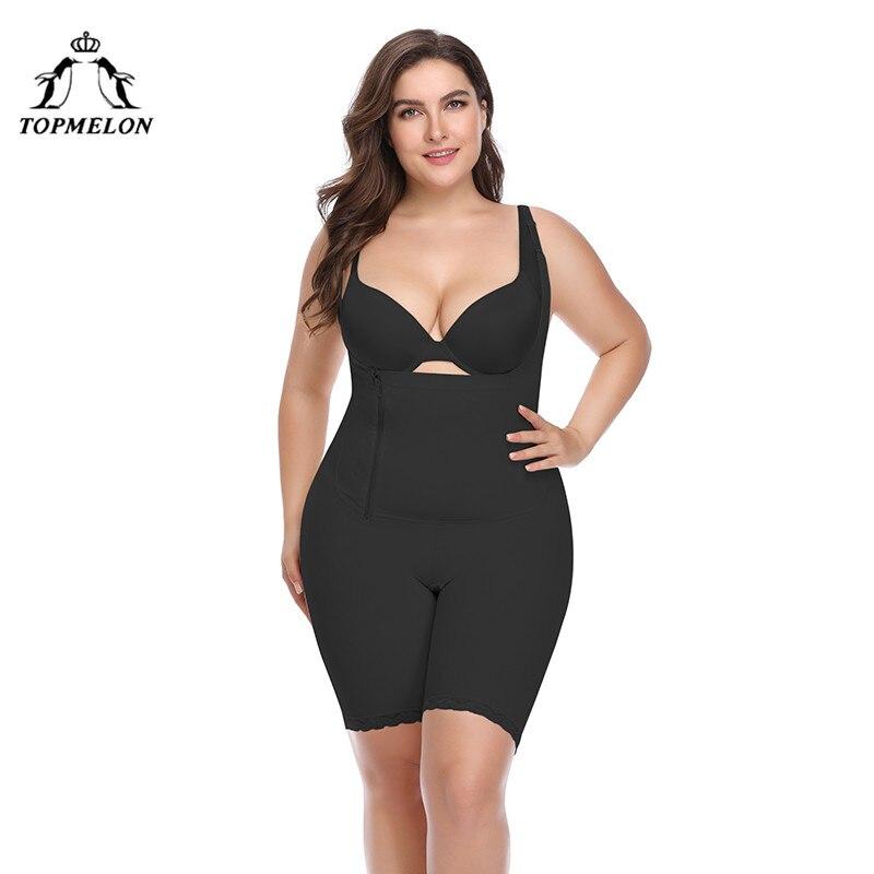 TOPMELON Lace Shaper 2018 Full Length Shape Wear Plus Size Corser for Women Zipper Closure Shapers Black Beige Grey Bodysuit