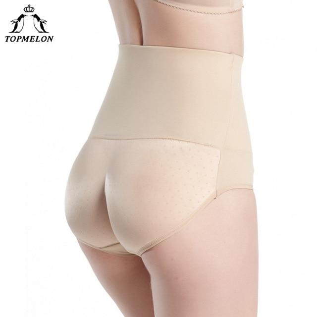 TOPMELON Waist Trainer Butt Lifter Control Pants Shapewear Body Shaper High Waist 4pcs Sponge Pads Padded Booty Enhancer Panties