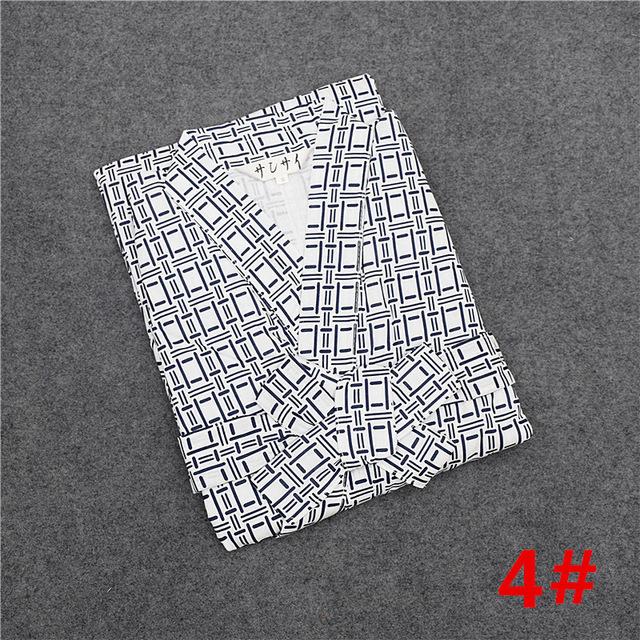 Traditional Japanese Male Cool Kimono Bathrobes Men's Cotton Robe Yukata Men Bath Robe Kimono Sleepwear with Belt 72104