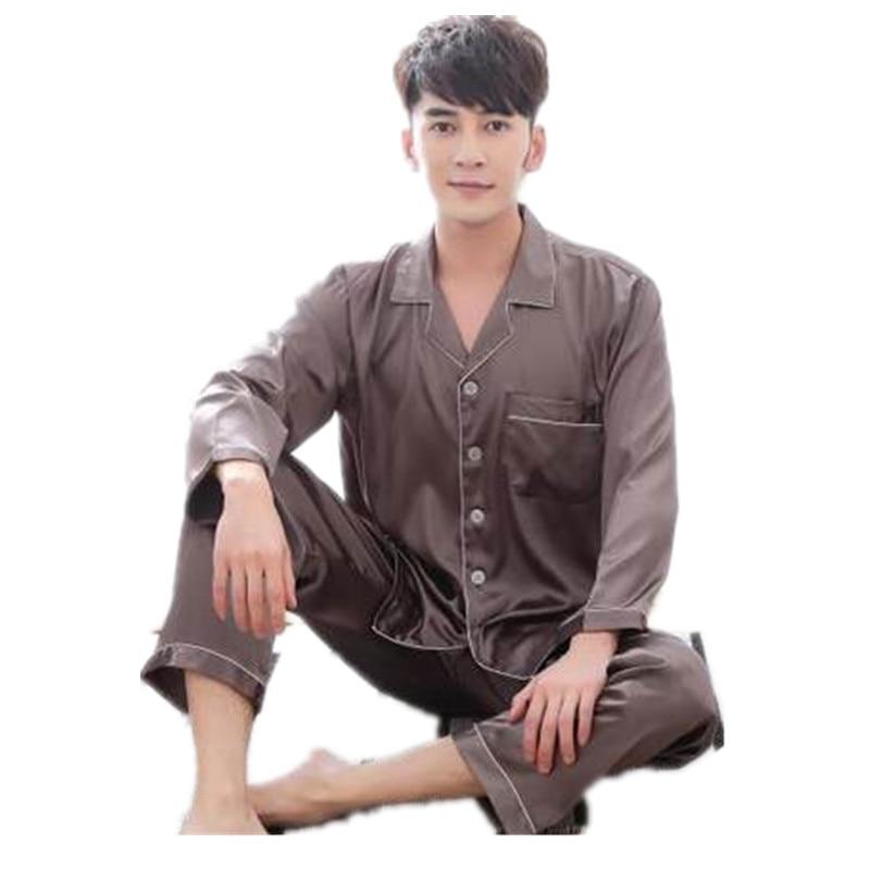 Men's Stain Silk Pajama Set Pajamas Men Sleepwear Modern Style Silk Nightgown Men Satin Soft Cozy For Sleeping