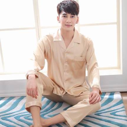 Men's Stain Silk Pajama Set Pajamas Men Sleepwear Modern Style Silk Nightgown Men Satin Soft Cozy For Sleeping