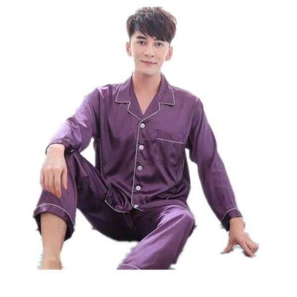 Men's Stain Silk Pajama Set Pajamas Men Sleepwear Modern Style Silk Nightgown Men Satin Soft Cozy For Sleeping