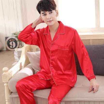 Men's Stain Silk Pajama Set Pajamas Men Sleepwear Modern Style Silk Nightgown Men Satin Soft Cozy For Sleeping