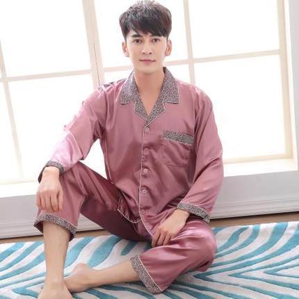 Men's Stain Silk Pajama Set Pajamas Men Sleepwear Modern Style Silk Nightgown Men Satin Soft Cozy For Sleeping
