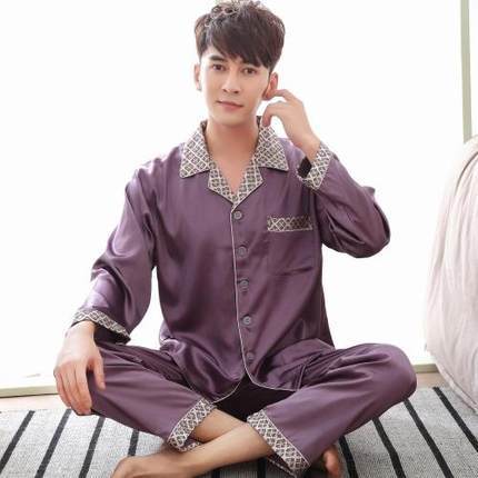 Men's Stain Silk Pajama Set Pajamas Men Sleepwear Modern Style Silk Nightgown Men Satin Soft Cozy For Sleeping