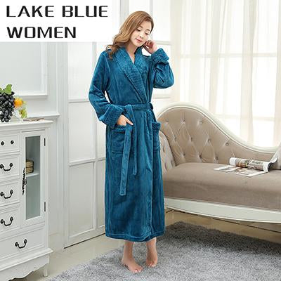 On Sale Lovers Long Warm Bathrobe Men Winter Silk Soft Thick Coral Fleece Kimono Bath Robe Male Dressing Gown Lounge Night Robes