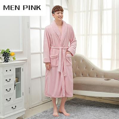On Sale Lovers Long Warm Bathrobe Men Winter Silk Soft Thick Coral Fleece Kimono Bath Robe Male Dressing Gown Lounge Night Robes