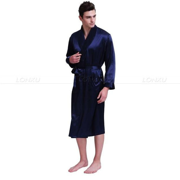 Mens Silk Satin Robes Bathrobe Nightgown Sleepwear Pajamas Pyjamas S~3XL Plus__Fit All Seasons