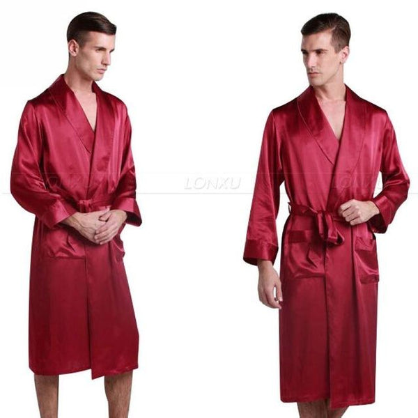 Mens Silk Satin Robes Bathrobe Nightgown Sleepwear Pajamas Pyjamas S~3XL Plus__Fit All Seasons