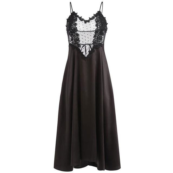 CYHWR sexy flower lingerie concealed sling polka dot mesh section for women nightgowns set long skirt