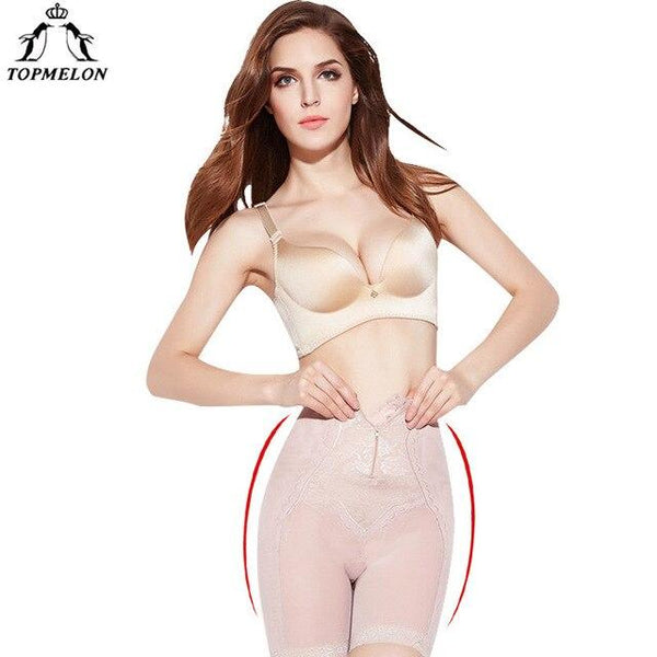 TOPMELON Lace Floral High Waist Tummy Control Panties Slim Underwear Steel Boned Shaper Thigh Slimmer Butt Lifter Plus Size