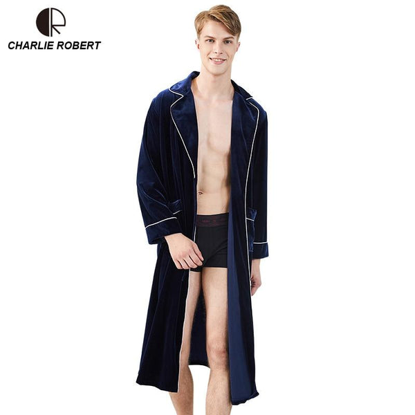 Men Luxury Winter Bathrobe Female Warm Silk Flannel Long Kimono Bath Robe Bathrobes Night Gown