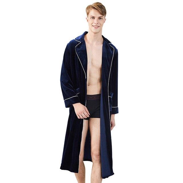 Men Luxury Winter Bathrobe Female Warm Silk Flannel Long Kimono Bath Robe Bathrobes Night Gown