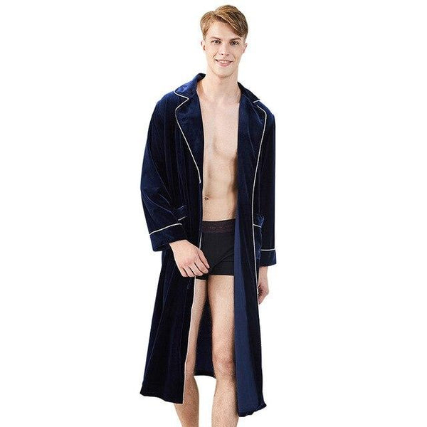Men Luxury Winter Bathrobe Female Warm Silk Flannel Long Kimono Bath Robe Bathrobes Night Gown