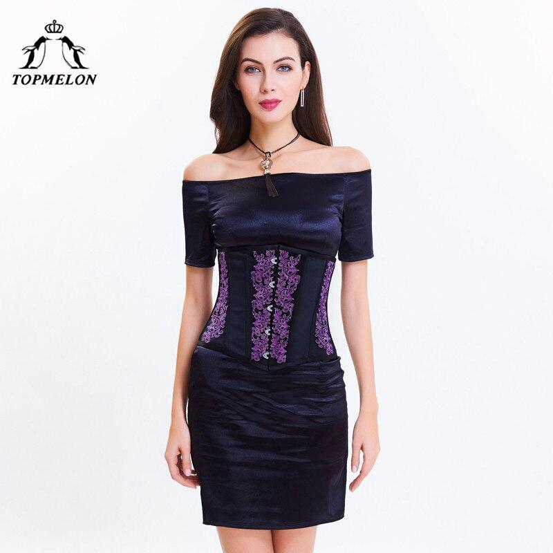 TOPMELON Underbust Corset Steampunk Modeling Strap Bustier Gothic Corselet Embroidery Floral Silky Party Wedding Corset Tops