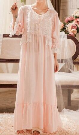 Loose Nightgown Women Long Nightdress Sleepwear Ladies Princess Sleepwear Ankle Length Nightwear Dress