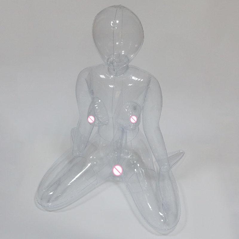 Transparent Inflatable Doll Sex Doll Breast For Men PVC Sitting Posture Lifelike Plastic Sex Dolls Inflatable Adult Doll toys