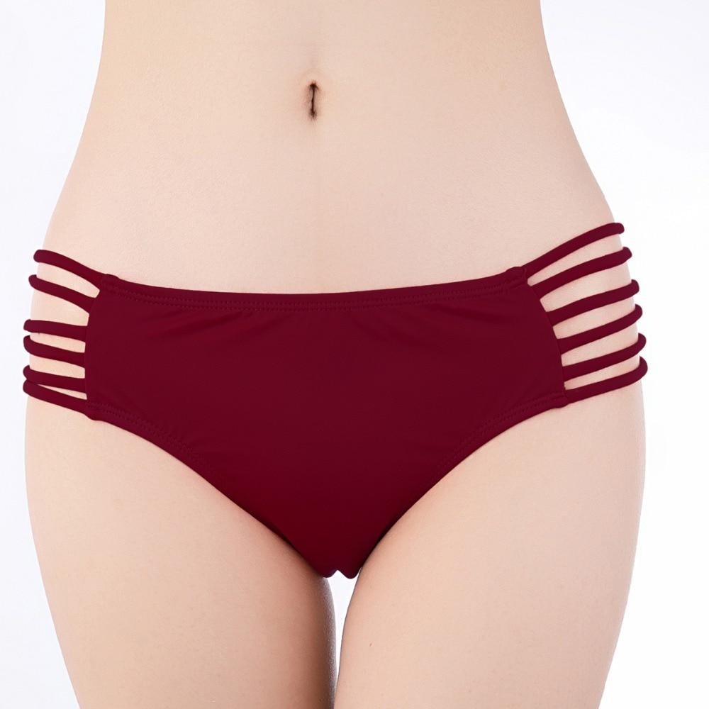 SHEKINI Women's Sexy Solid Strappy Bikini Panties Hipster Swimwear Bottom