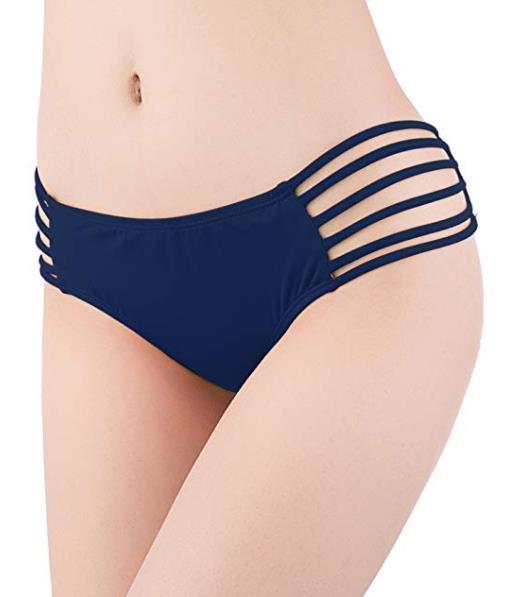 SHEKINI Women's Sexy Solid Strappy Bikini Panties Hipster Swimwear Bottom